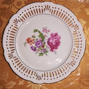 Schwarzenhammer ?? Bavarian Lion Mark floral plates from Germany U. S. Zone